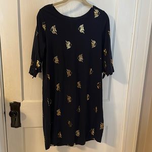 NWOT Lilly Pulitzer Preston Gold Fish navy dress